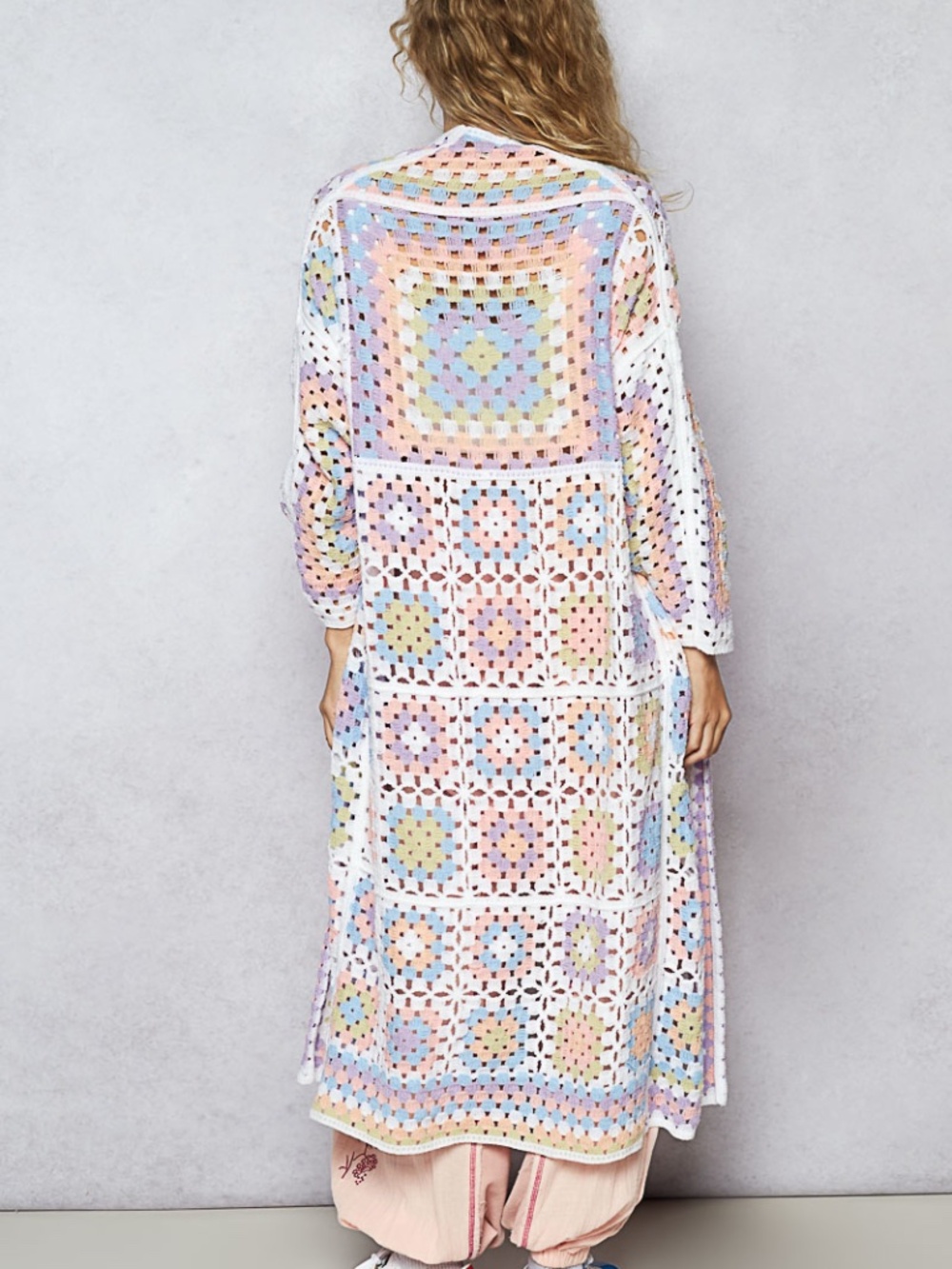 "The Isabella" Pastel Crochet Granny Square Duster